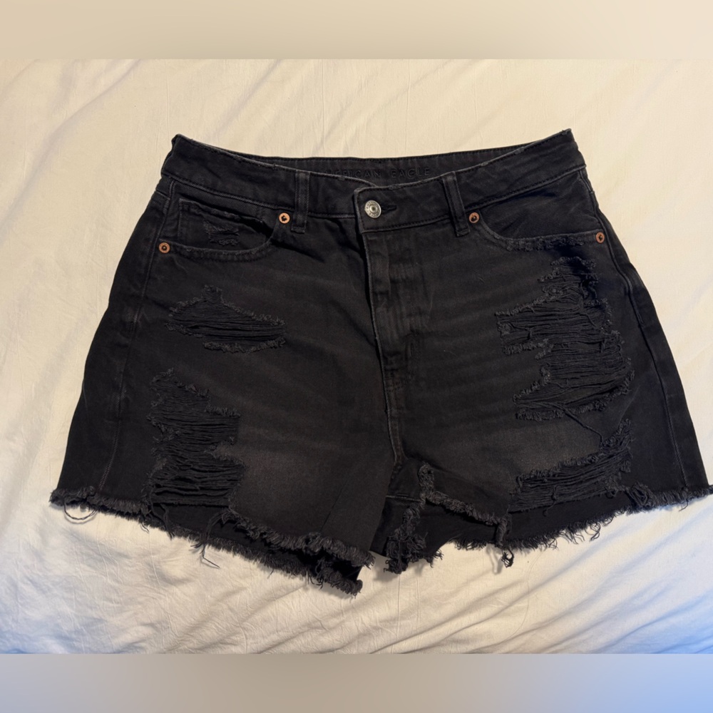 American Eagle Outfitters Black Distressed Jean Shorts